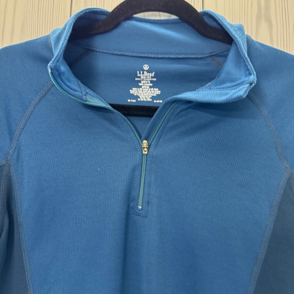 Mens LL BEAN Blue Size Small Outdoor Long Sleeve 1/4 Zip Polyester - Picture 2 of 8
